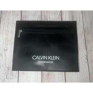 Calvin Klein Fragrance Black Clutch Cosmetic Make Up Bag Purse New